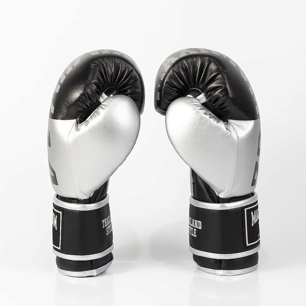 Luva de Boxe e Muay Thai Maximum OZ Power Face - Cor Preto/Prata