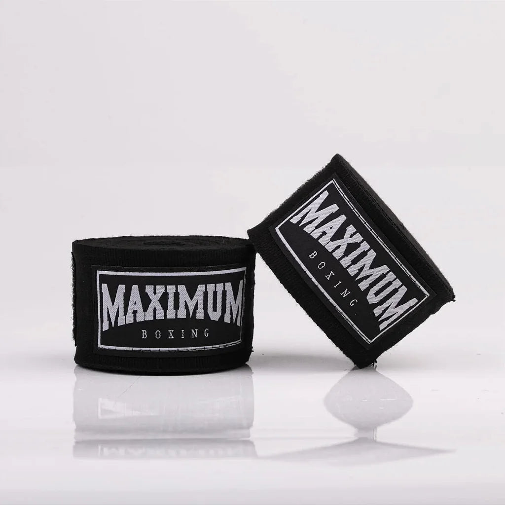 Kit luva de boxe classic black + bucal vermelho + bandagem preta + capacete de boxe frontal