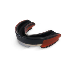 Kit luva de boxe classic black + bucal vermelho + bandagem preta + capacete de boxe lateral