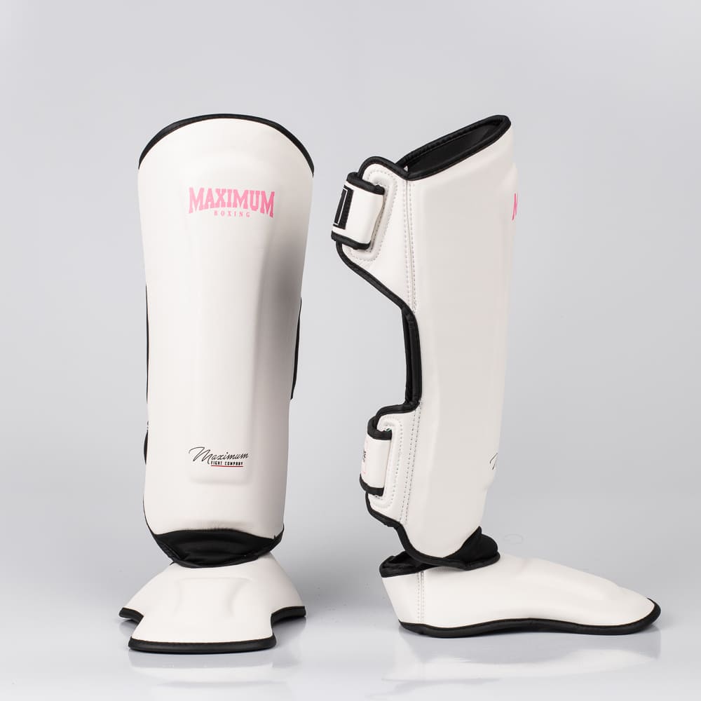 Caneleira de Muay Thai e Kickboxing Maximum  Classic  Pink/White - PAR
