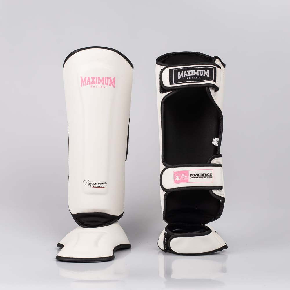 Caneleira de Muay Thai e Kickboxing Maximum  Classic  Pink/White - PAR