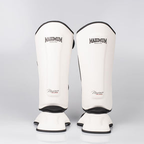 Caneleira de Muay Thai e Kickboxing Maximum  Classic White/Black - PAR