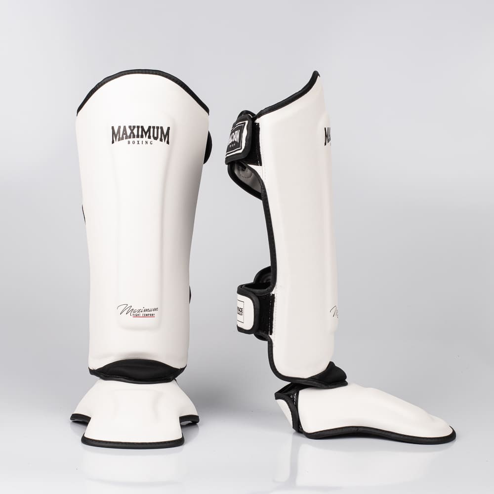 Caneleira de Muay Thai e Kickboxing Maximum  Classic White/Black - PAR