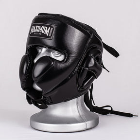 Kit luva de boxe classic black + bucal vermelho + bandagem preta + capacete de boxe lateral