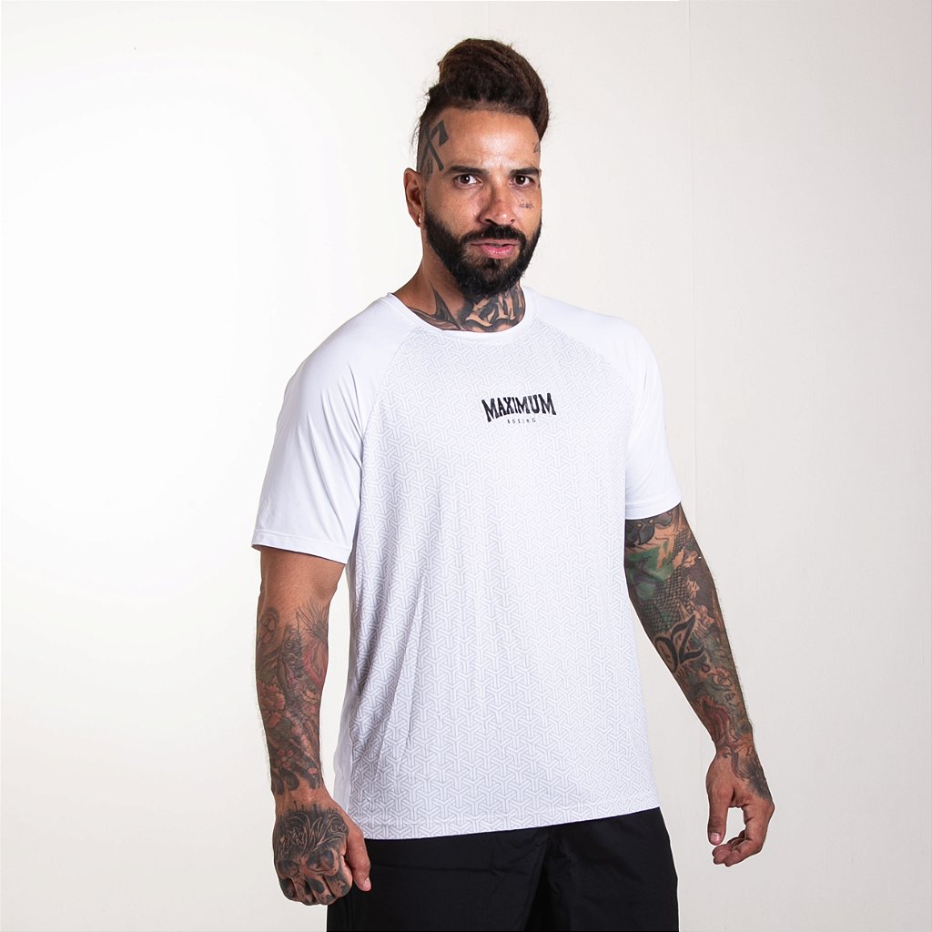 Camiseta Treino Fitness Dry Fit Detalhes Maximum Branco