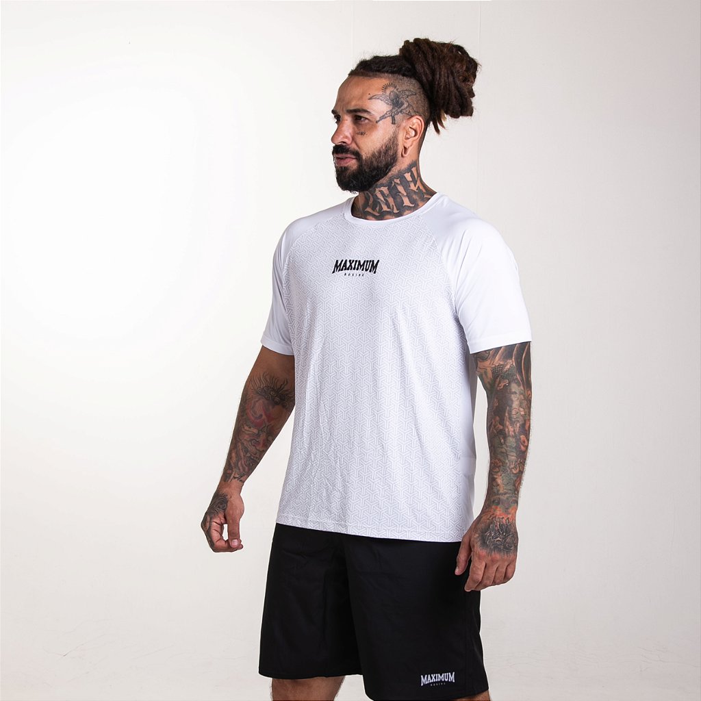 Camiseta Treino Fitness Dry Fit Detalhes Maximum Branco