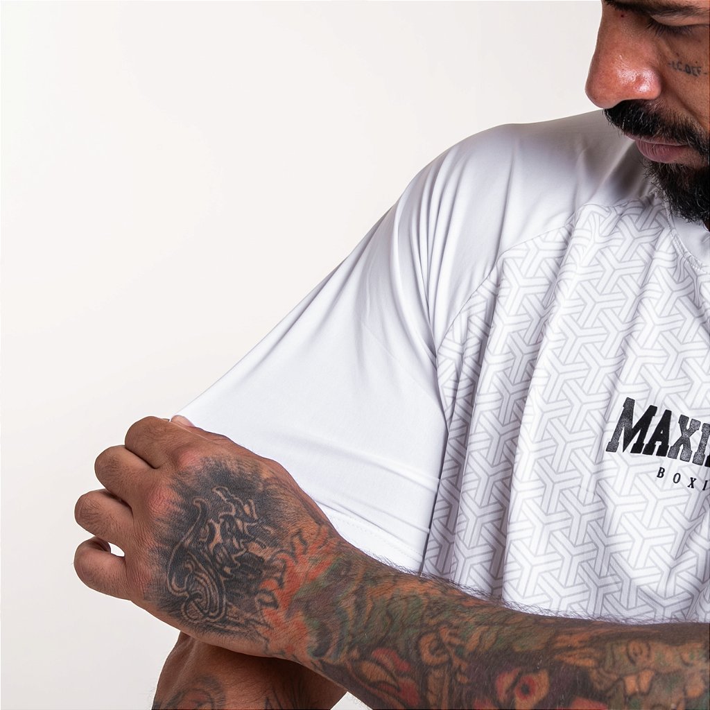 Camiseta Treino Fitness Dry Fit Detalhes Maximum Branco