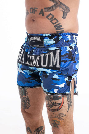 Shorts de Muay Thai Maximum Camuflado Azul