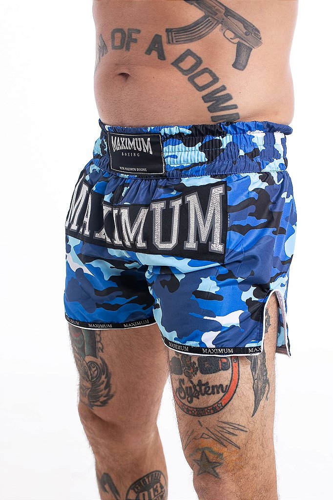 Shorts de Muay Thai Maximum Camuflado Azul