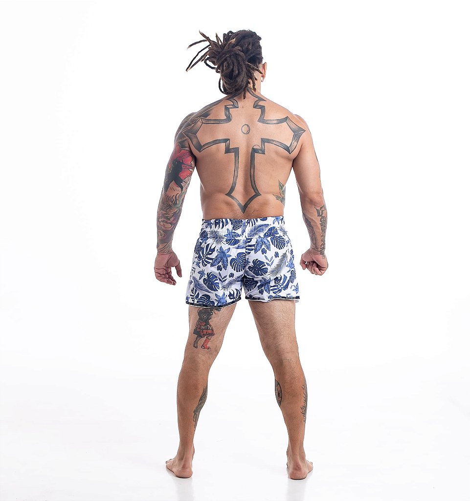 Shorts de Muay Thai Maximum Folhas Azul