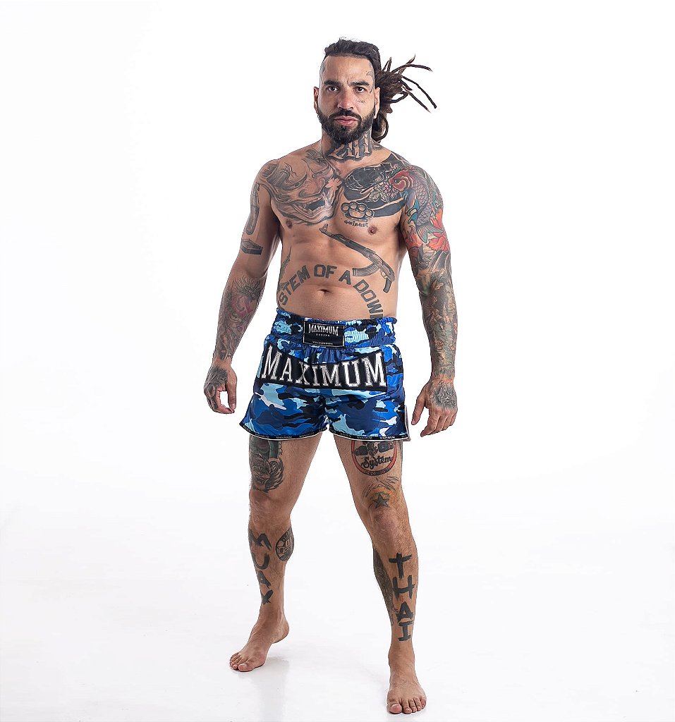 Shorts de Muay Thai Maximum Camuflado Azul