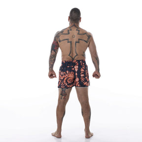 Shorts de Muay Thai Maximum Tie Dye Laranja - Logo Prata