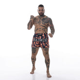 Shorts de Muay Thai Maximum Tie Dye Laranja - Logo Prata