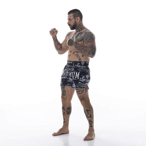 Shorts de Muay Thai Camuflado Cinza