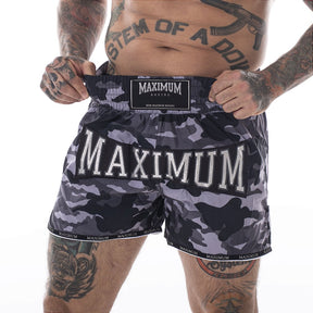 Shorts de Muay Thai Camuflado Cinza