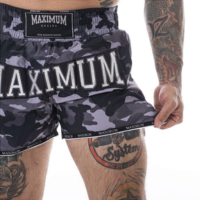 Shorts de Muay Thai Camuflado Cinza