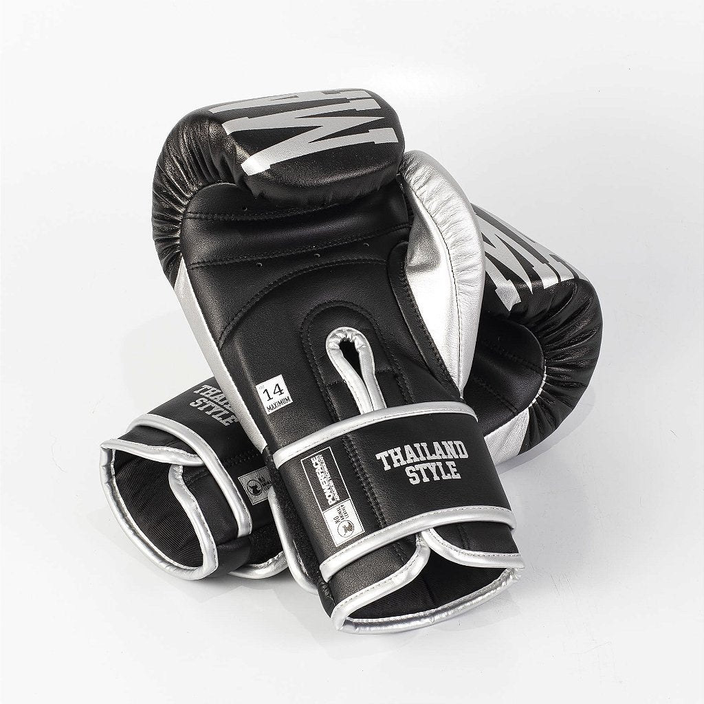Luva de Boxe e Muay Thai Maximum OZ Power Face - Cor Preto/Prata