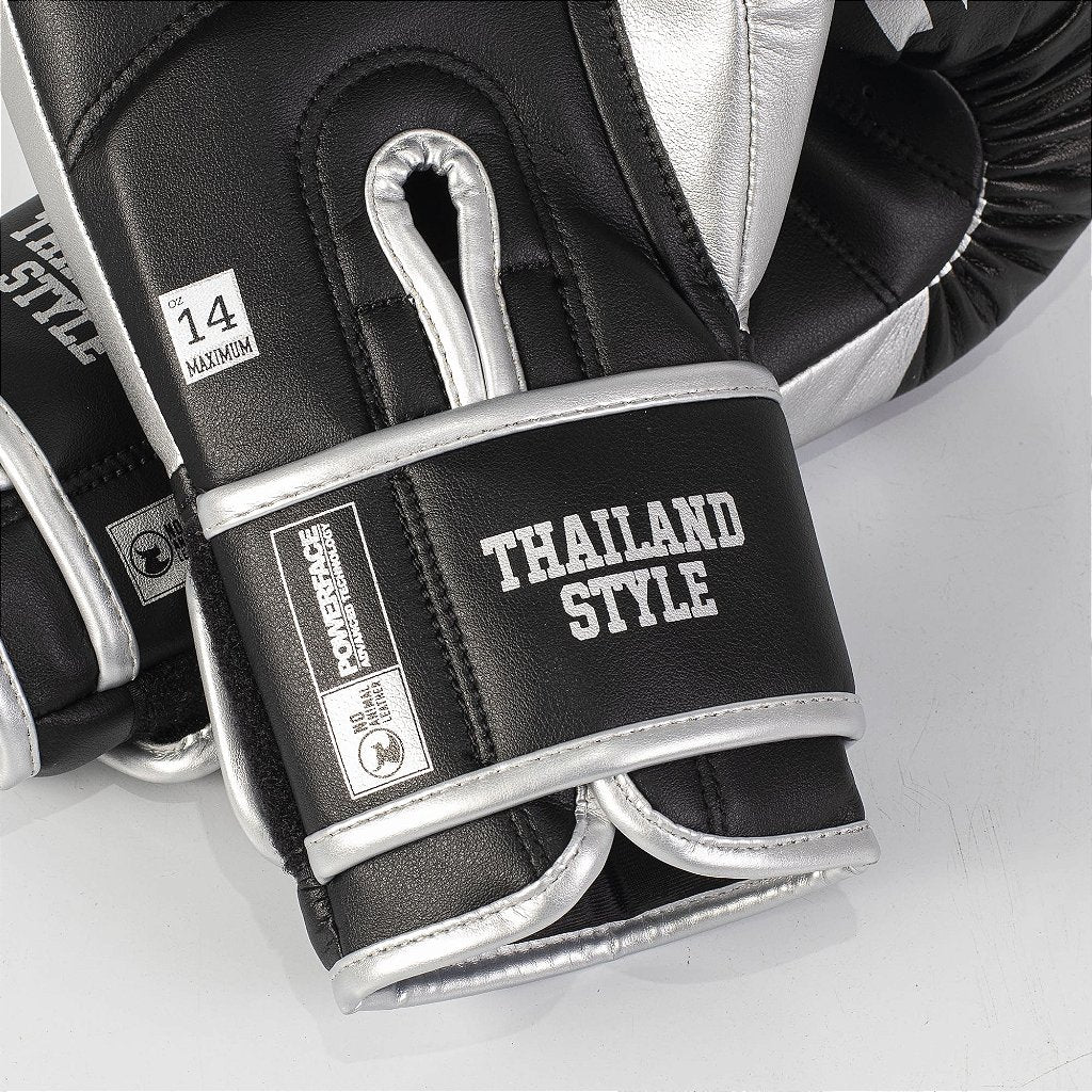 Luva de Boxe e Muay Thai Maximum OZ Power Face - Cor Preto/Prata