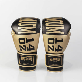Luva de Boxe e Muay Thai Dourada/Preta Power Face - Intermediária - Maximum