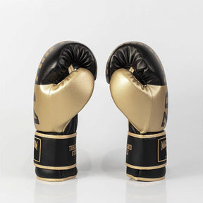 Luva de Boxe e Muay Thai Dourada/Preta Power Face - Intermediária - Maximum