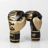 Luva de Boxe e Muay Thai Dourada/Preta Power Face - Intermediária - Maximum