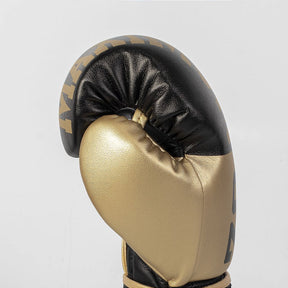 Luva de Boxe e Muay Thai Dourada/Preta Power Face - Intermediária - Maximum