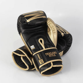 Luva de Boxe e Muay Thai Dourada/Preta Power Face - Intermediária - Maximum