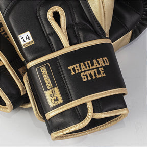 Luva de Boxe e Muay Thai Dourada/Preta Power Face - Intermediária - Maximum