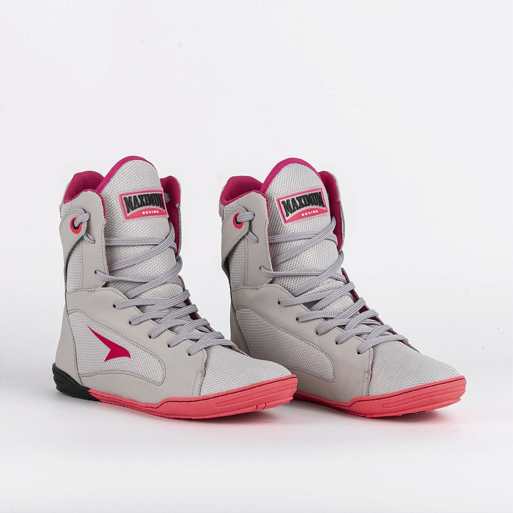 Sapatilha de Boxe Cinza e Pink Cano Alto - Par