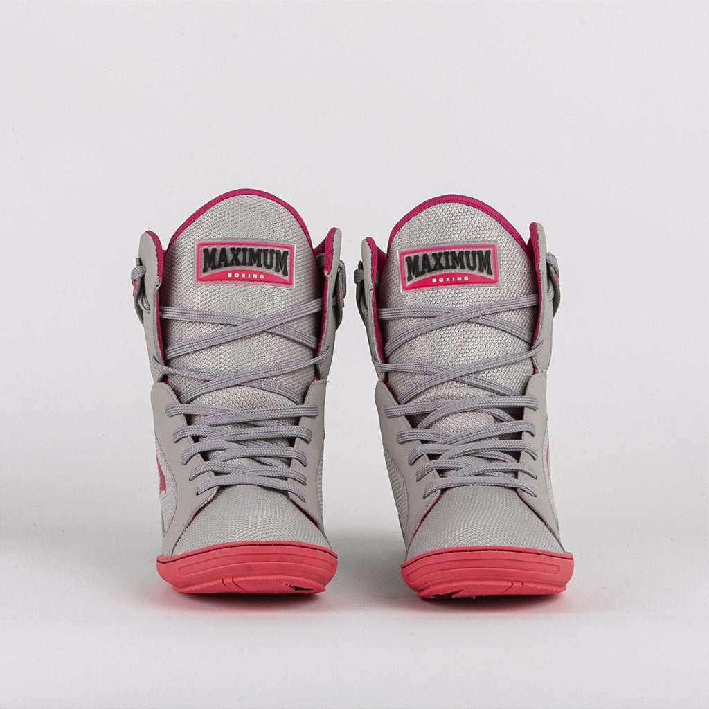Sapatilha de Boxe Cinza e Pink Cano Alto - Par