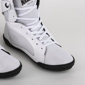 Sapatilha de Boxe Branco e Preto Cano Alto - Par