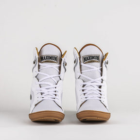 Sapatilha de Boxe Branco e Dourado Cano Alto - Par