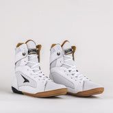 Sapatilha de Boxe Branco e Dourado Cano Alto - Par