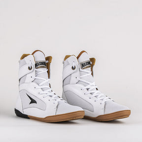 Sapatilha de Boxe Branco e Dourado Cano Alto - Par