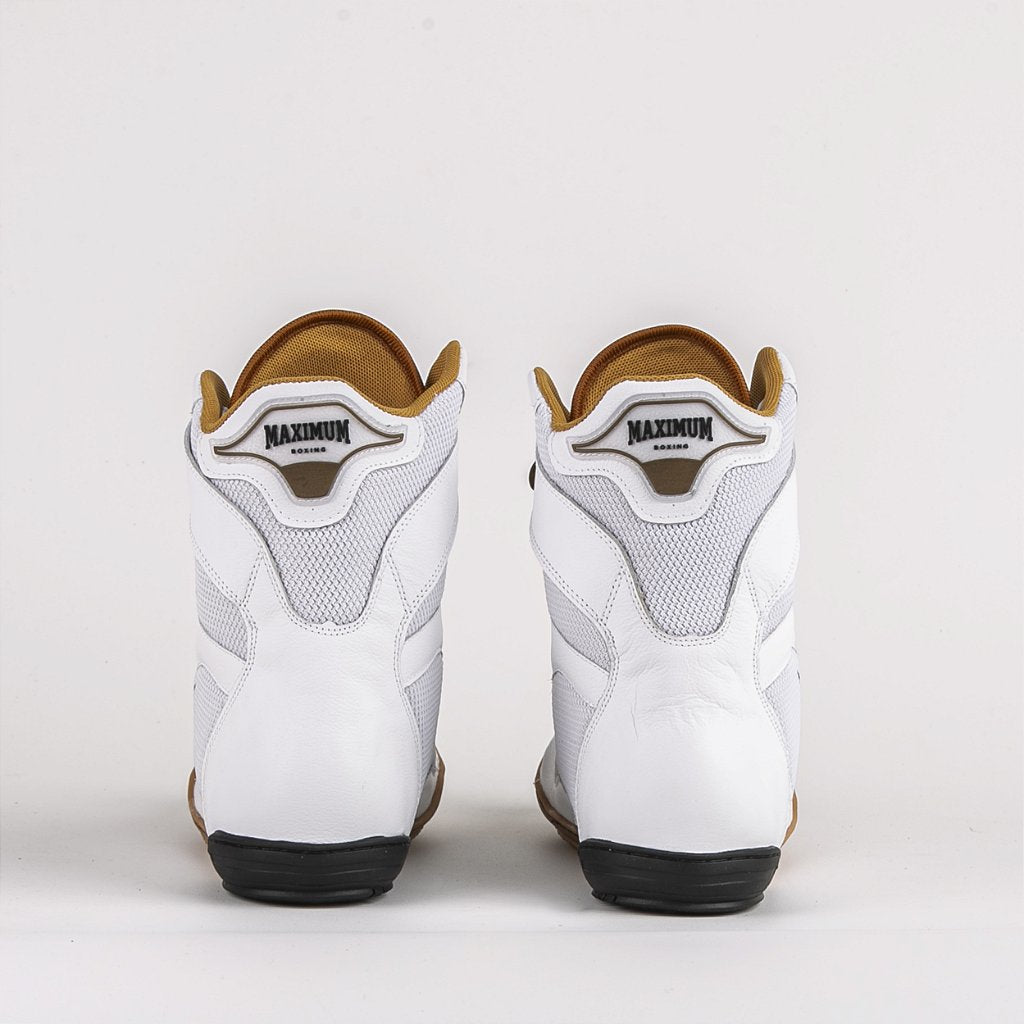 Sapatilha de Boxe Branco e Dourado Cano Alto - Par