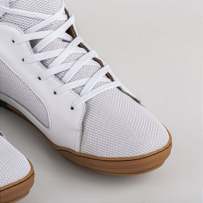 Sapatilha de Boxe Branco e Dourado Cano Alto - Par