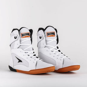 Sapatilha de Boxe Branco e Laranja Cano Alto- Par