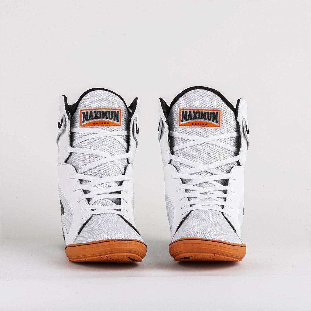 Sapatilha de Boxe Branco e Laranja Cano Alto- Par