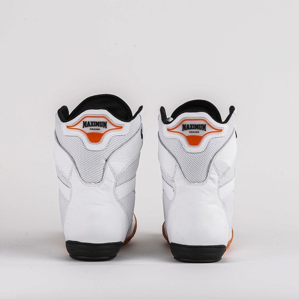 Sapatilha de Boxe Branco e Laranja Cano Alto- Par