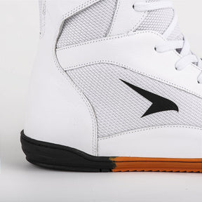 Sapatilha de Boxe Branco e Laranja Cano Alto- Par