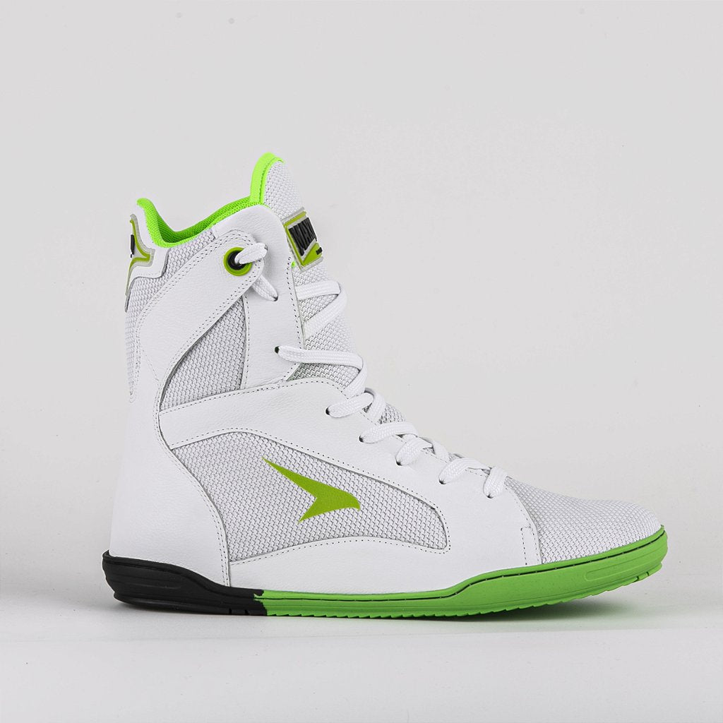 Sapatilha de Boxe Branco e Verde Cano Alto - Par